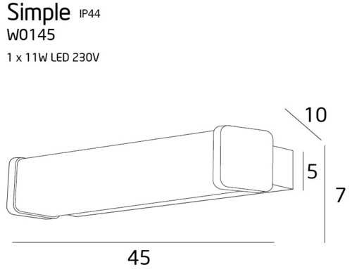 Prüfen Wandleuchte Max Light Simple W0145 Chrom LED 45 cm IP44