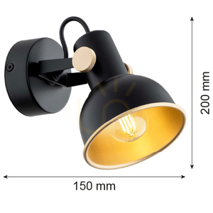 Wandleuchte ARGON LENORA schwarz gold E14 LED wechselbar 8246 small 4