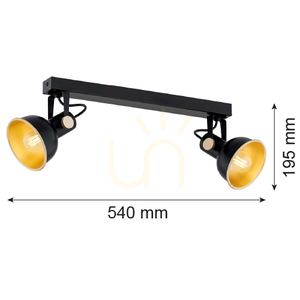 Plafond ARGON LENORA 2xE14 schwarz gold SKU 7142 small 5