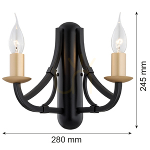 Wandleuchte ARGON Lorenzo 2-flammig schwarz gold E14 7181 small 2