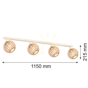 Plafond ARGON Parula 4-flammig LED E14 beige hellbraun Holz 1820 small 2