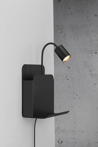Prüfen Nordlux Roomi Wandleuchte schwarz GU10 8 W mit Ablage und USB-Anschluss 2112551003