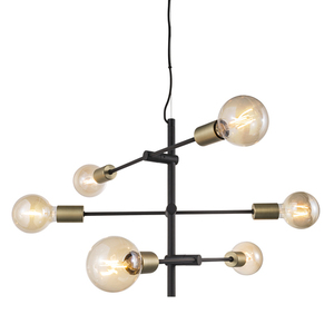 Pendelleuchte JOSEFINE 6-Spot Nordlux schwarz mit Messing 6 × E27 max. 25 W small 5