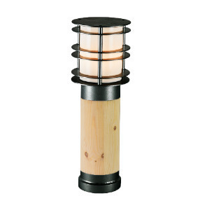 Pollerleuchte Stockholm 1433BL schwarz + Holz 49 cm E27 NORLYS small 0