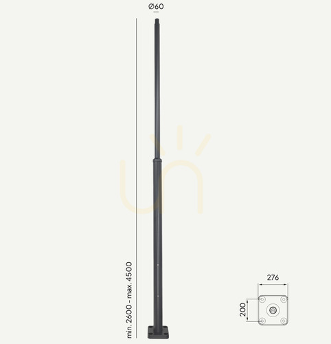Prüfen 3004GR Straßenlaternenmast aus Graphit – 260–450 cm – höhenverstellbar