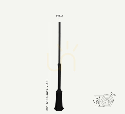 Prüfen Beleuchtungsmast NORLYS Pole 3010BL schwarz 120–220 cm