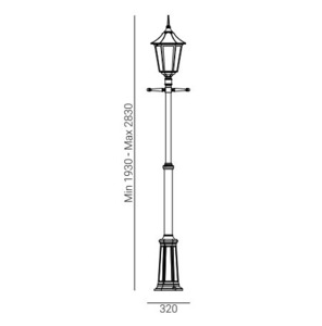 Gartenlaterne MODENA 301BL schwarz, Teleskopmast 193–283 cm, E27 – Norlys small 1