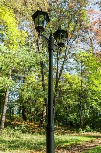 Prüfen Norlys Modena 302BL Gartenlaterne, Mast mit zwei Laternen E27, Höhe 184–272 cm, schwarz RAL 9005