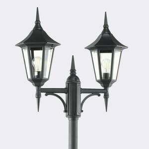 Norlys Modena 302BL Gartenlaterne, Mast mit zwei Laternen E27, Höhe 184–272 cm, schwarz RAL 9005 small 0