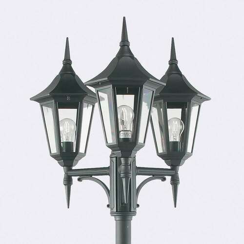 Prüfen Gartenlaterne NORLYS Modena 303BL Schwarz 9005 Aluminiumguss IP54 E27 3-flammig