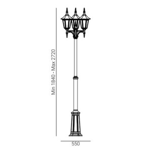 Gartenlaterne NORLYS Modena 303BL Schwarz 9005 Aluminiumguss IP54 E27 3-flammig small 4