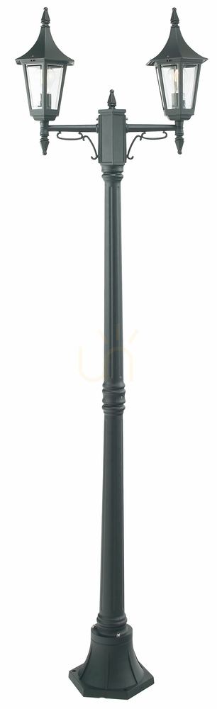 NORLYS Rimini 402BL Black Outdoor Post Light, two lanterns, 2×E27, 188 cm