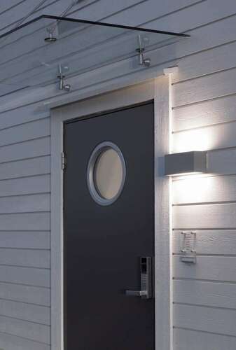 Prüfen Außenwandleuchte Norlys Asker Small Pro 5160AL, Hellgrau RAL 9006, LED 9,9 W 4000 K, Licht nach oben und unten, DALI2