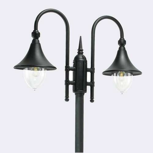 Prüfen Gartenlaterne Norlys Firenze 820BL schwarz, zwei Schirme 2x E27, Teleskopmast 193–256 cm