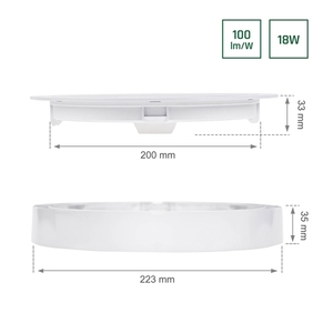 Algine Eco 2w1 Anbaudownlight 18 Ww 230 V 110st Ip20 Ik06 223x35mm Weiß Rund small 4
