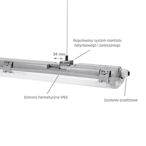 Limea Led Röhre Slim Hermetic G13 2x60 250 V Ip65 710x90x63 Mm Gray small 6