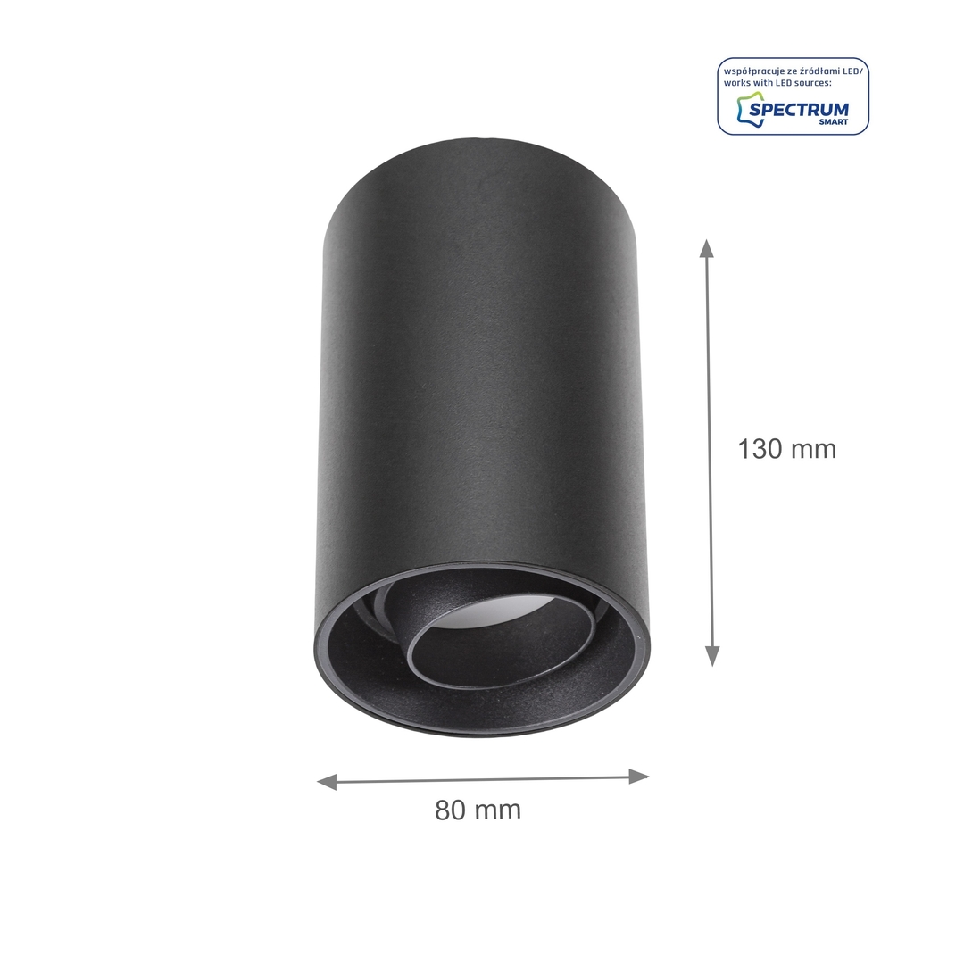 Aussicht Chloe Gu10 Spot Aufputz Gu10 250 V Ip20 80x130mm Schwarz Rund Beweglich Chloe Gu10 Spot Aufputz Gu10 250 V Ip20 80x130mm Schwarz Rund Beweglich