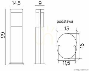 Wegeleuchte SU-MA schwarz Aluminium 65 cm E27 IP54 TO 3902-H 650 BL small 4