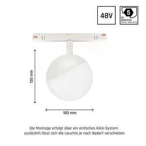 System Shift Globe Sphere Leuchte auf Schiene 100x148mm 5W 165st Weiß 5 Jahre Garantie. small 3