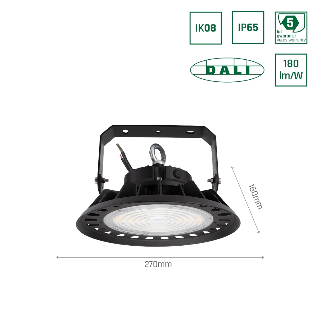 Zeige Plateo 3 High Bay 100 W Nw 230 V 90st Ip65 Ik08 270x160mm Schwarz 5 Jahre Garantie. Dali Plateo 3 High Bay 100 W Nw 230 V 90st Ip65 Ik08 270x160mm Schwarz 5 Jahre Garantie. Dali