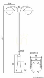 Gartenlaterne SU-MA 2-armig Kugel 310 cm schwarz patina OGMW 2 O-BD small 3