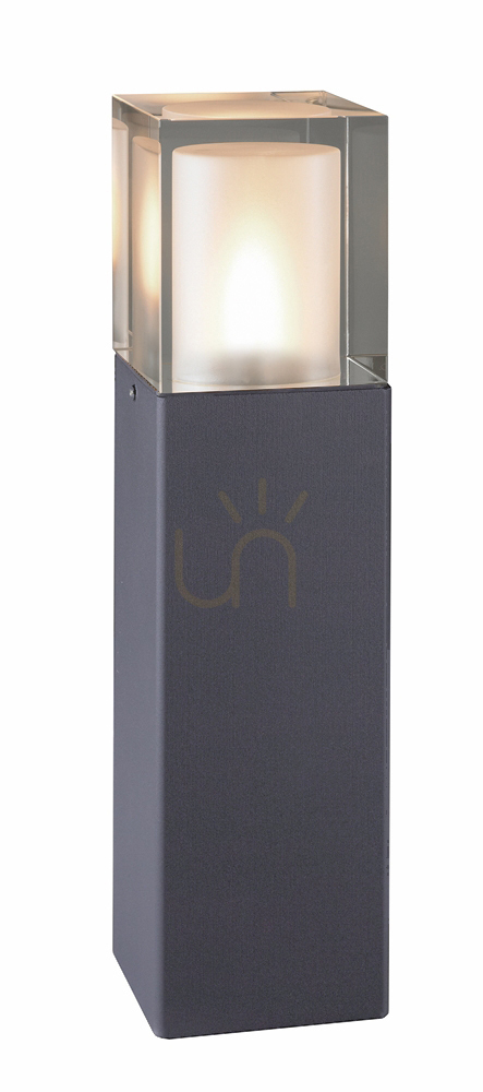 Arendal 1565GR bollard light, E27, 49 cm, crystal glass shade, graphite RAL 7016 – NORLYS