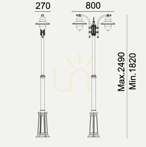Gartenlaterne Como 371WH mit Teleskopmast 182–249 cm, E27, Weiß RAL 9003 – Norlys small 3