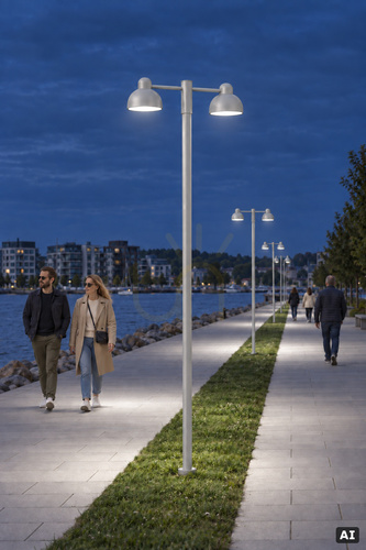Prüfen KOSTER Double Head 1167AL Mastaufsatzleuchte Aluminium RAL 9006 LED 34W für Mast Ø50 mm - Norlys