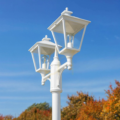 Prüfen Gartenlaterne London Big 492WH weiß 2 x E27 am Mast 191–279 cm - Norlys