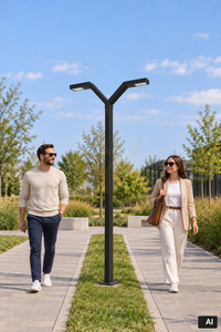 NORLYS TRYSIL 1011BL Mastleuchte, 263 cm, Doppelkopf LED 16,3 W 4000 K, DALI2/NightDim, IP65, schwarz small 1