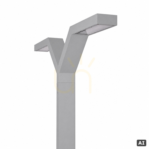 Prüfen Lichtmast Norlys Trysil 1036AL zweiarmig hellgrau RAL 9006 LED 34 W 3000 K 400 cm