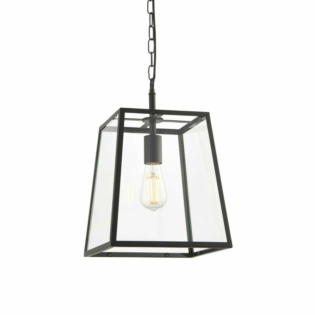 Pendelleuchte Endon Hurst Schwarz Stahl Glas E27 Dimmbar 101541