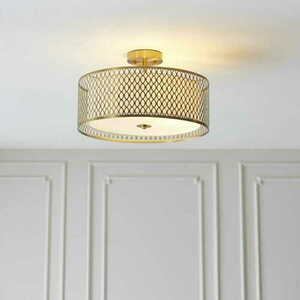 Deckenleuchte Endon Cordero 3-flammig Gold Weiß Stoff E27 dimmbar 101568 small 2