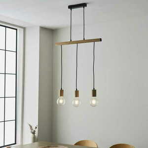 Pendelleuchte Endon Sven 3-flammig schwarz Stahl Holz E27 101678 small 3