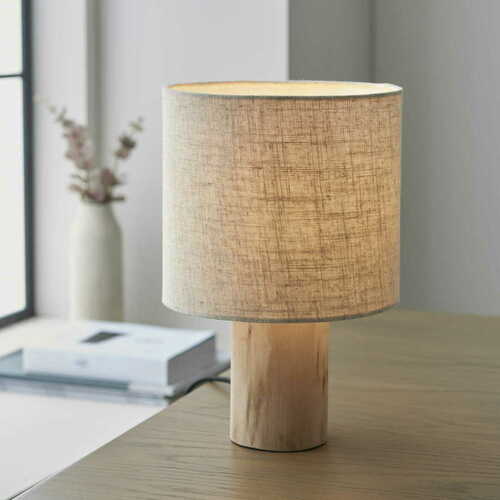 Prüfen Tischleuchte Endon Durban Holz beige E27 101680