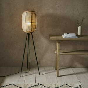 Stehleuchte Endon Zaire schwarz/beige Stahl Holz Stoff 101687 small 1
