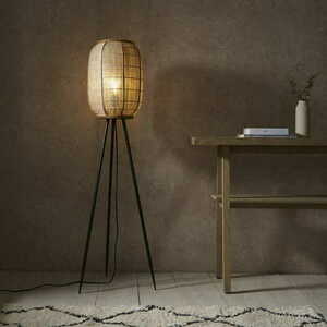 Stehleuchte Endon Zaire schwarz/beige Stahl Holz Stoff 101687 small 3