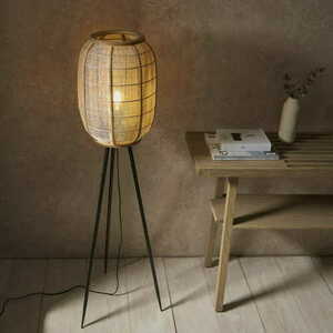 Stehleuchte Endon Zaire schwarz/beige Stahl Holz Stoff 101687 small 4