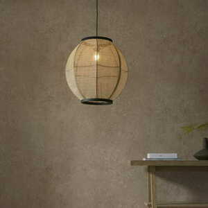 Pendelleuchte Endon Zaire schwarz beige Ø47 cm Stahl Holz Stoff E27 101688 small 3