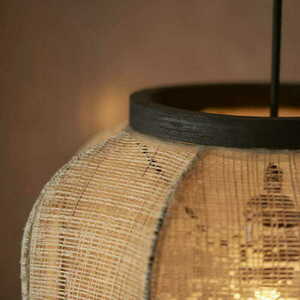 Pendelleuchte Endon Zaire schwarz beige Stahl Holz Stoff 37,5 cm 101689 small 6