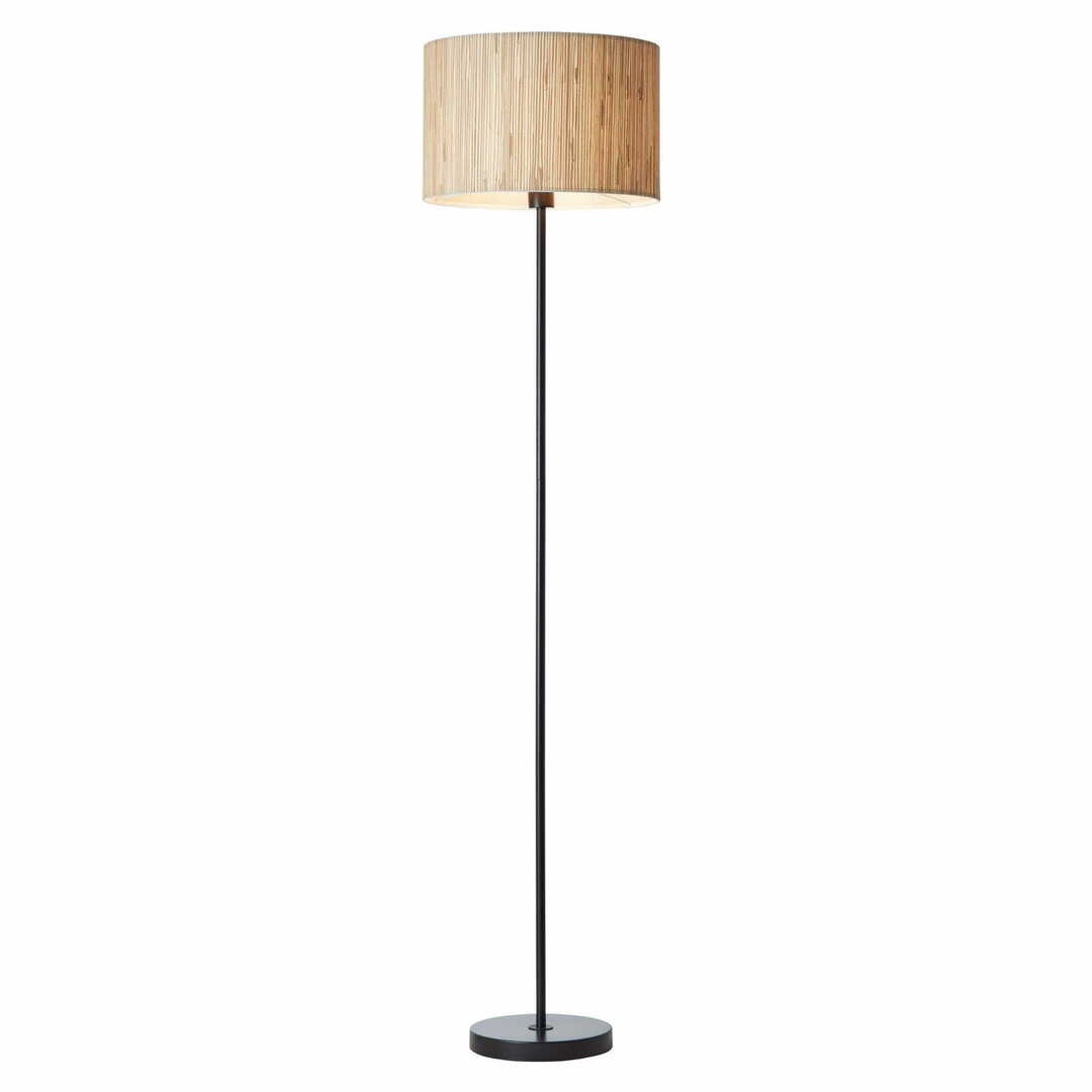 Lampă de podea Endon Longshore neagră, oțel și fibră naturală 161,5 cm 101694