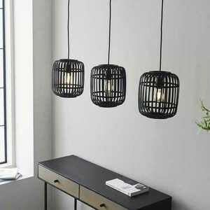 Pendelleuchte Endon Mathias schwarz 3-flammig E27 LED dimmbar Stahl Holz 101698 small 1