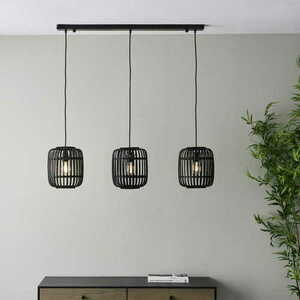 Pendelleuchte Endon Mathias schwarz 3-flammig E27 LED dimmbar Stahl Holz 101698 small 4