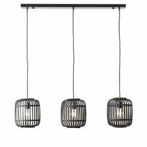 Pendelleuchte Endon Mathias schwarz 3-flammig E27 LED dimmbar Stahl Holz 101698 small 0