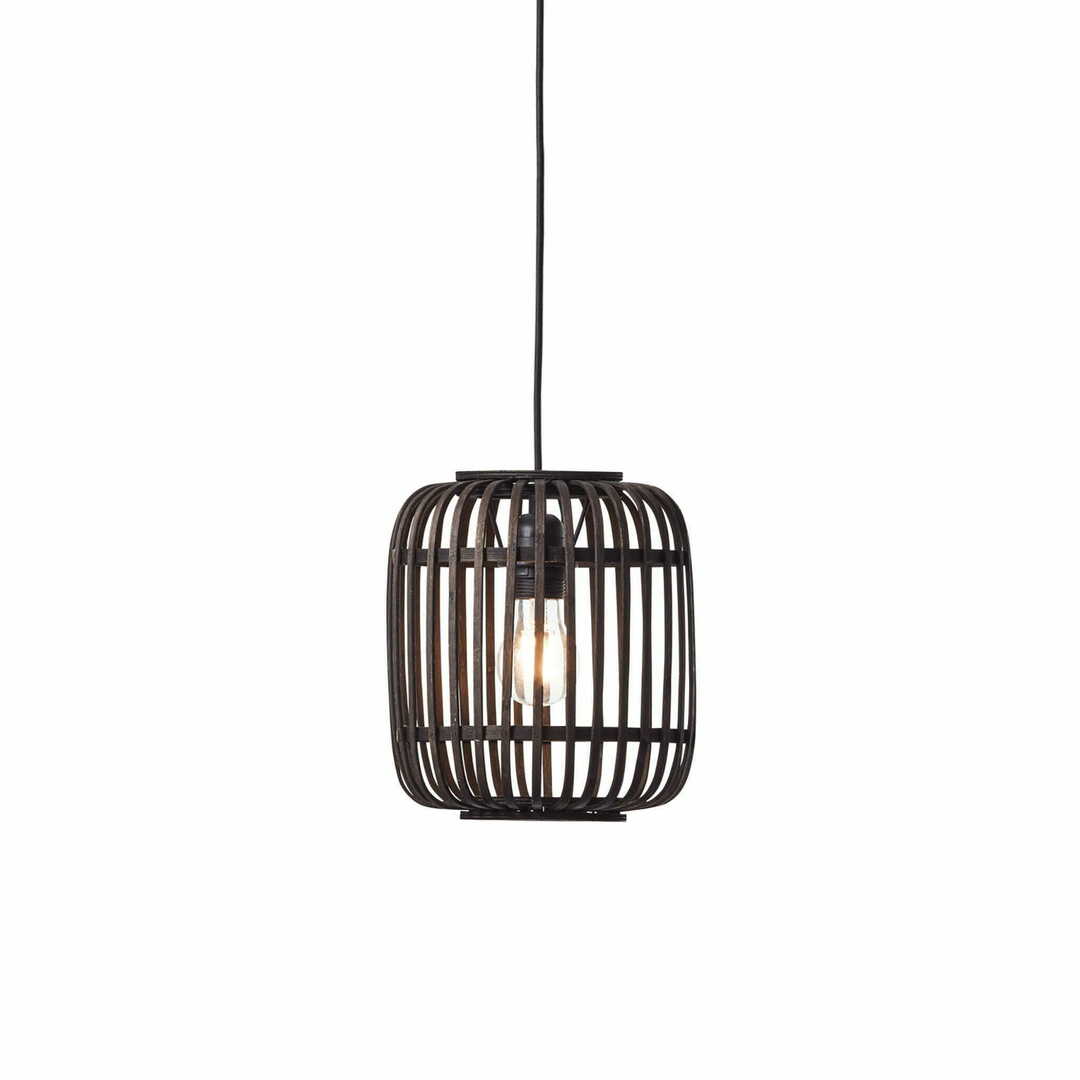 Pendellampa Endon Mathias svart stål trä E27 22 cm 101700