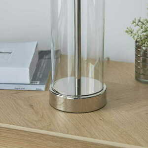 Tischleuchte Endon Lessina 102674 Nickel Stoff Altweiß E27 44 cm small 6