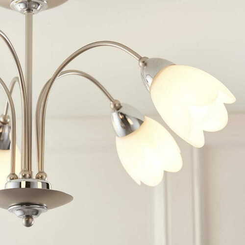 Prüfen Deckenleuchte Endon Petal 5-flammig Chrom Metall Ø54 cm E14