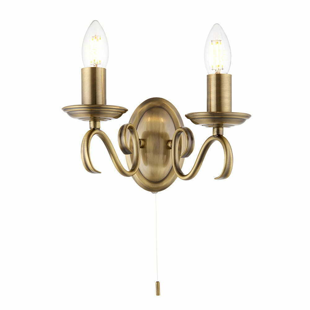 Endon Bernice Brass 2-Light E14 Classic Wall Light 2030-2AN