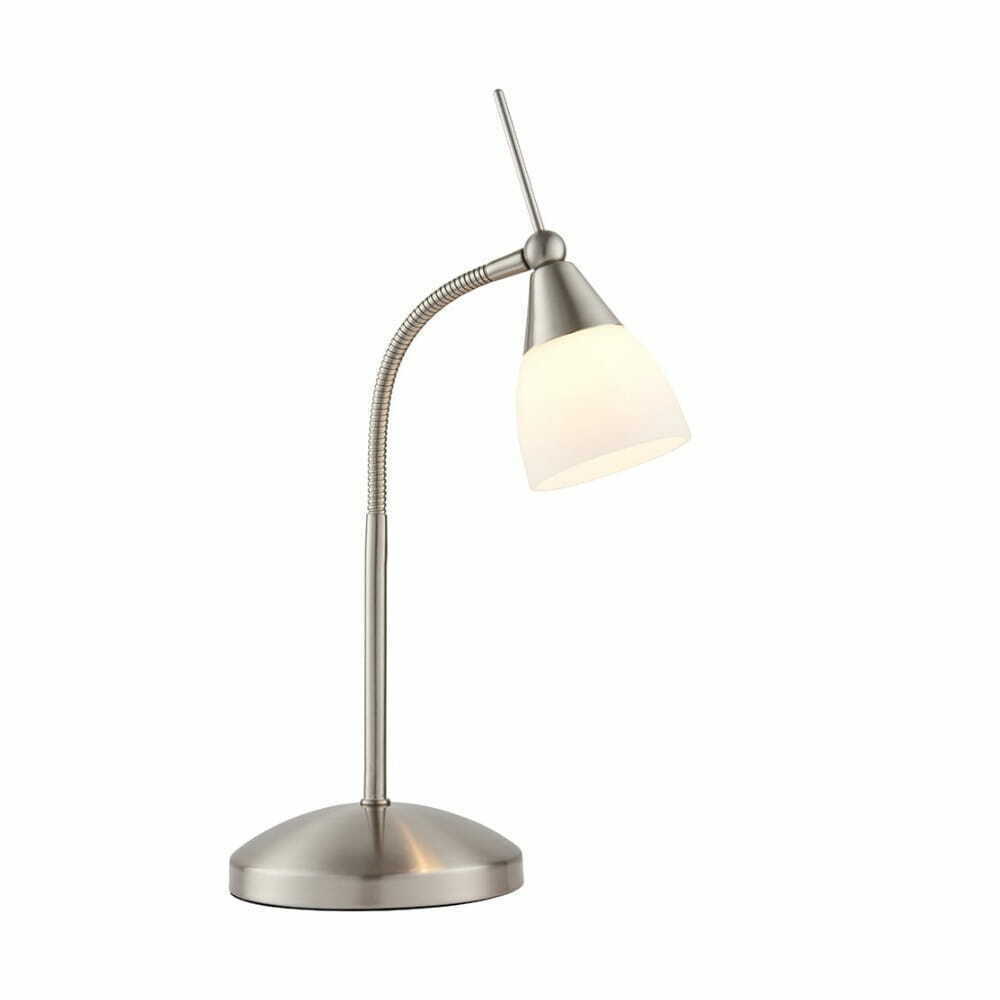Lampă de masă Endon nichel/alb, sticlă, G9, 26 cm, modernă