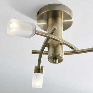 Deckenleuchte Endon Havana 3-flammig Brushed Brass Weiß 40 cm Metall small 1